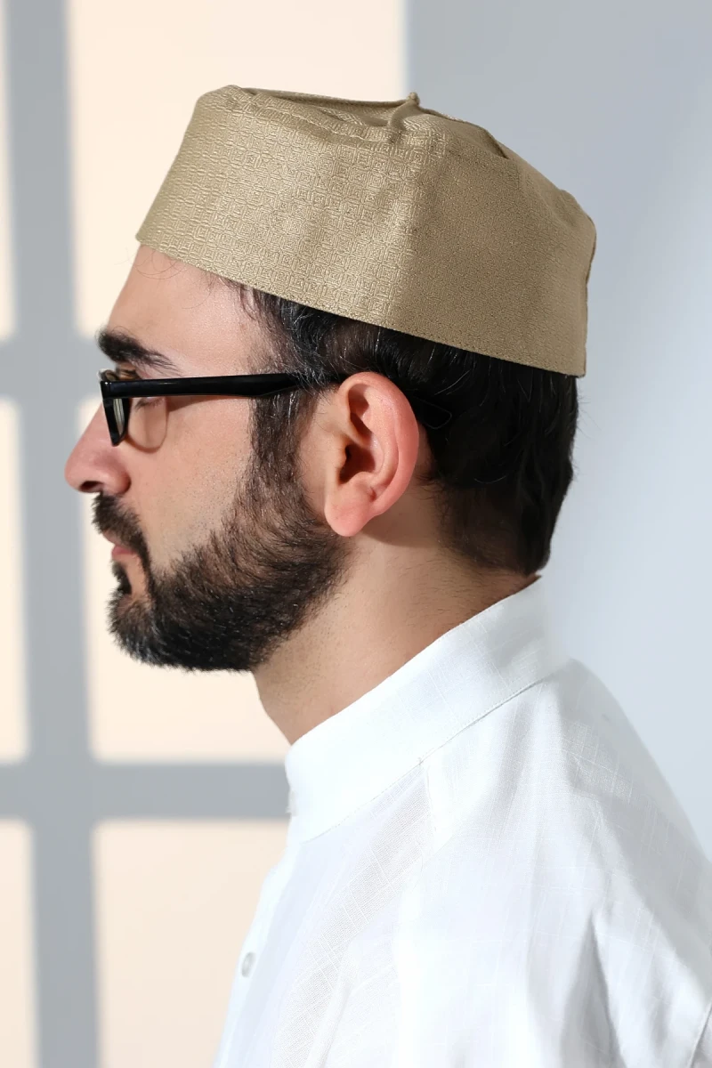 Kubbeli Kalıp Namaz Takkesi Bej - 6