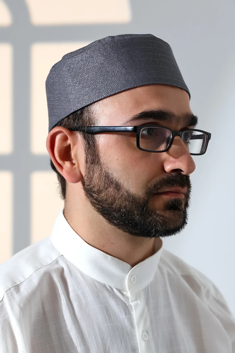 Kubbeli Kalıp Namaz Takkesi Gri - 3