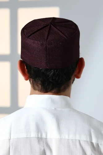 Kubbeli Kalıp Namaz Takkesi Mürdüm - 2