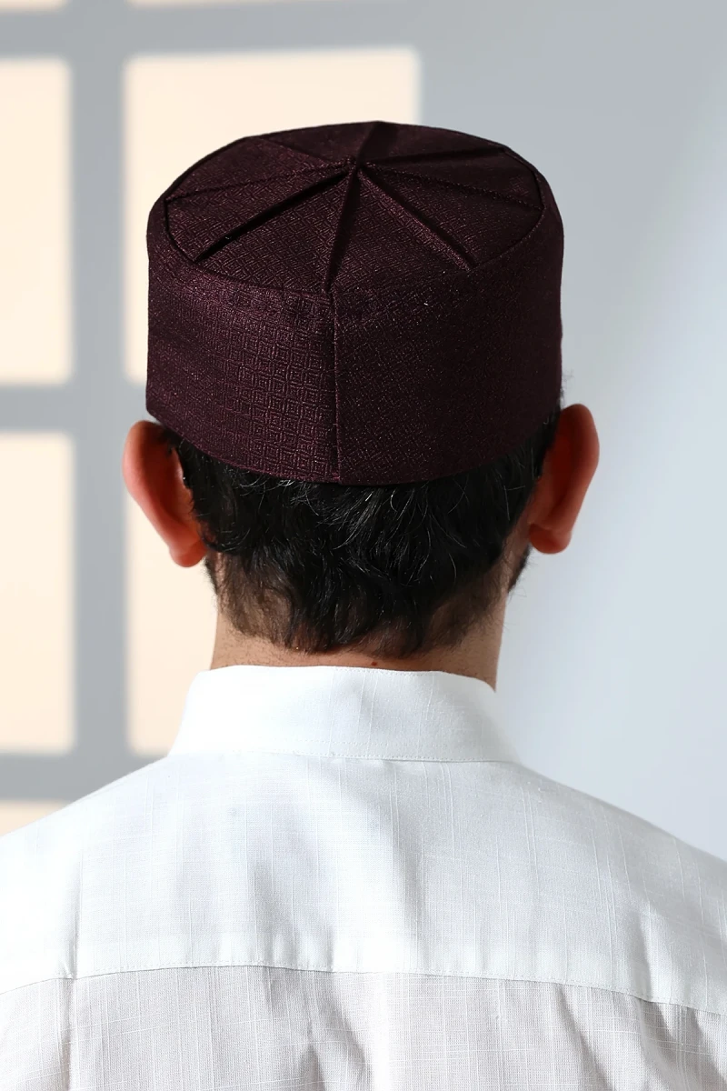 Kubbeli Kalıp Namaz Takkesi Mürdüm - 2