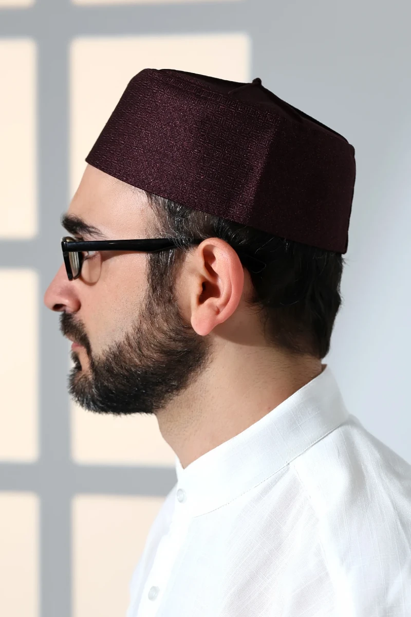 Kubbeli Kalıp Namaz Takkesi Mürdüm - 7