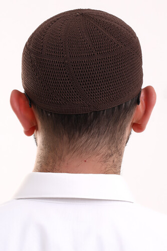 Lace Cotton Knitwear Machine Knitted Skullcap Coffee - 6