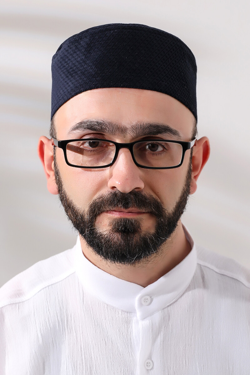 Lacivert Petek Kareli Kadife Kalıp Namaz Takkesi - 3