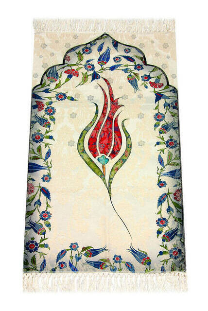 Laleli Ebruli Prayer Rug - Red Color - 1