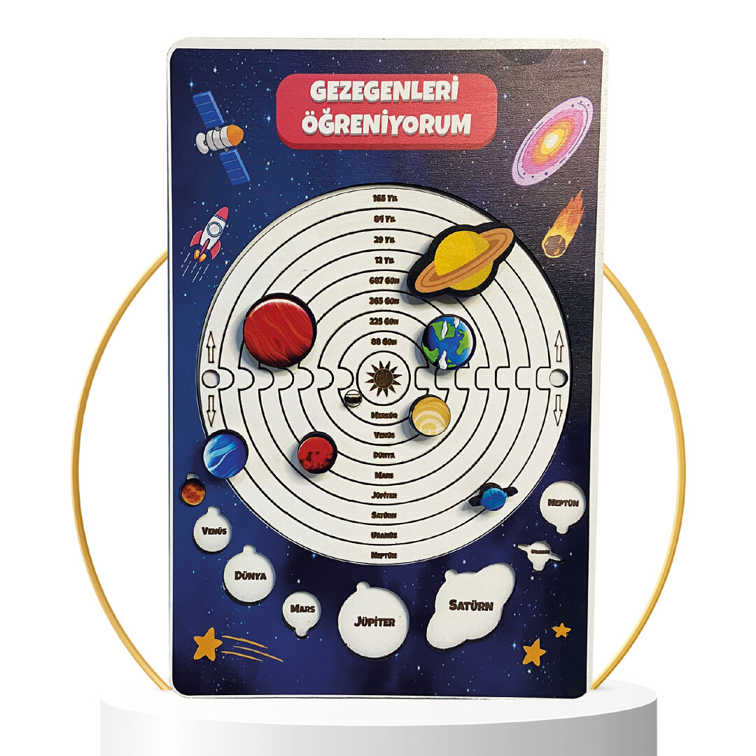 Learning Wooden Planets Puzzle - Planet Puzzle - Educational Toy - Education Aid Toy for Ages 4 and Above - 2