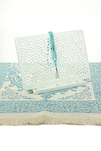 Lectern, Quran and Prayer Mat Set - Blue for My Son - 6