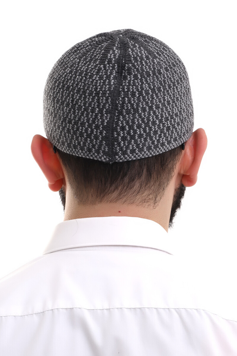 Light Gray Winter Orlon Prayer Skull Argentine Patterned Skullcap - 6