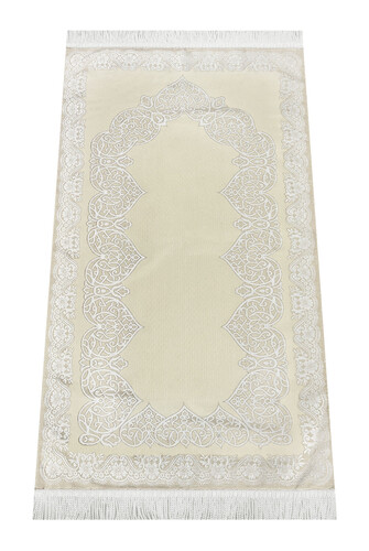 Lined Satin Jacquard Prayer Rug - Cream - 1