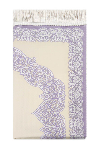 Lined Satin Jacquard Prayer Rug - Lilac - 2