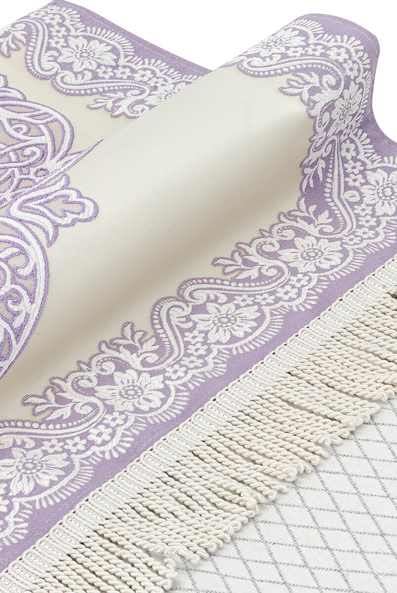 Lined Satin Jacquard Prayer Rug - Lilac - 3