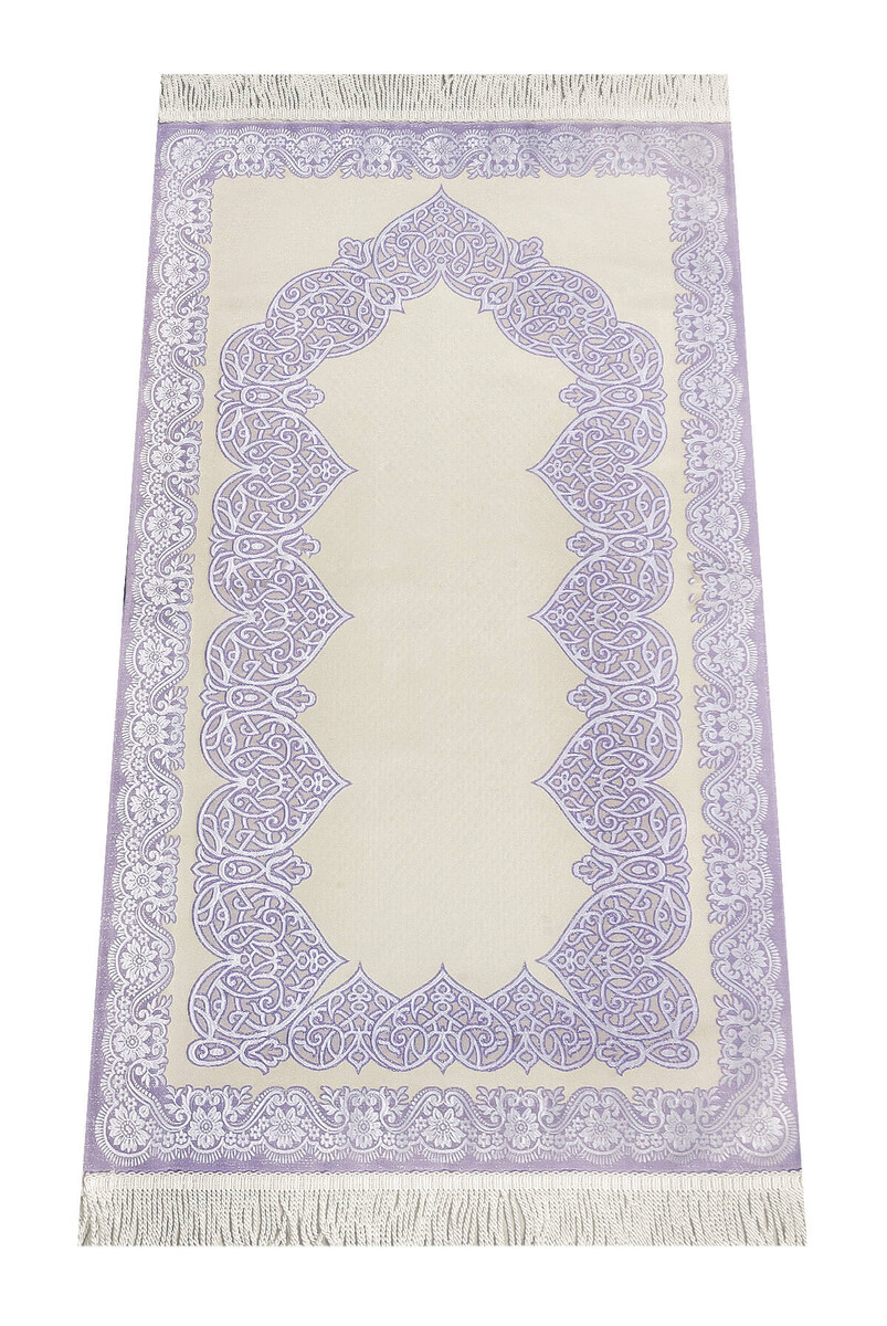 Lined Satin Jacquard Prayer Rug - Lilac - 1