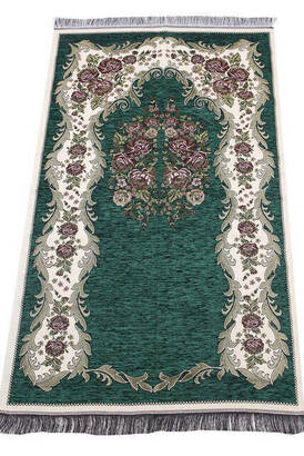 Lux Gülce Chenille Prayer Rug - 0260 - Dark Green Color - 1