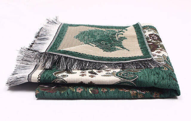 Lux Gülce Chenille Prayer Rug - 0260 - Dark Green Color - 3