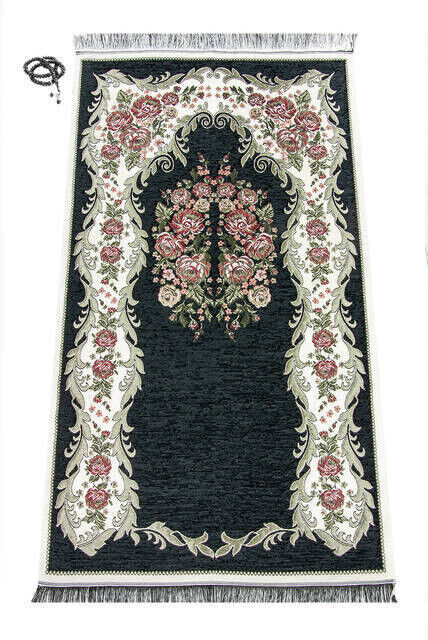 Lux Gulce Chenille Prayer Rug Black - 1