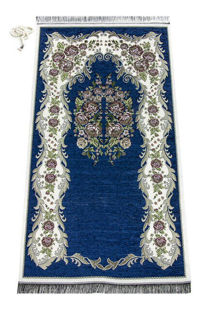 Lux Gulce Chenille Prayer Rug Navy Blue - 1