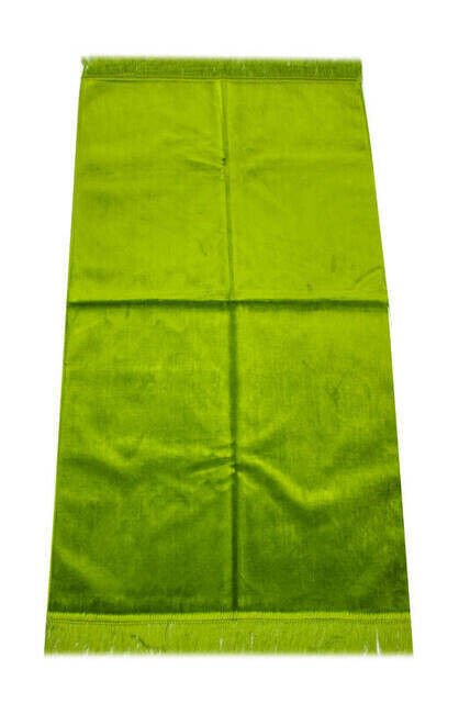 Luxurious Irregularly Patterned Velvet Velor Prayer Rug - Light Green - 1