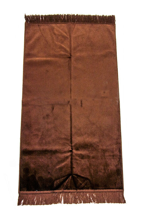 Luxurious Irregularly Patterned Velvet Velor Prayer Rug Brown - 1