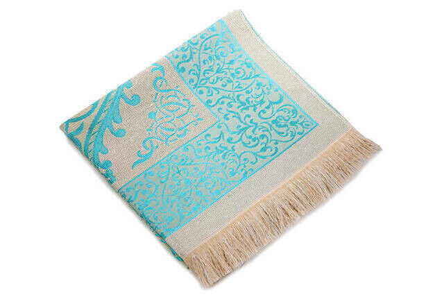 Luxurious Light Color Ottoman Taffeta Prayer Rug - 0210 - Blue Color - 2