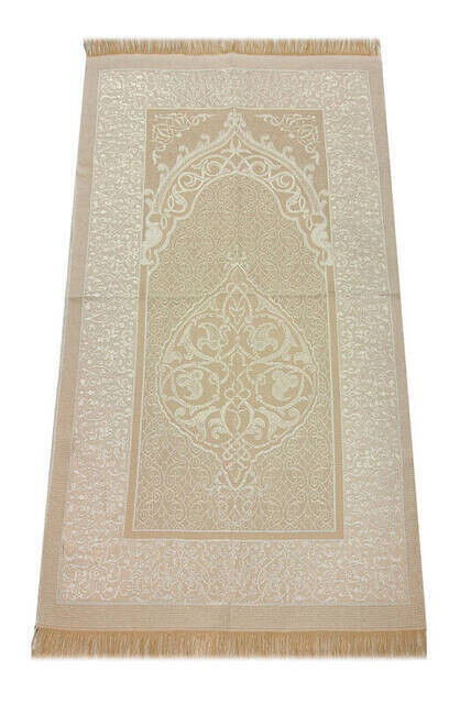 Luxurious Light Color Ottoman Taffeta Prayer Rug - 0210 - Cream Color - 1