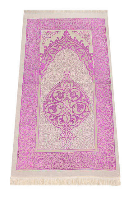 Luxurious Light Color Ottoman Taffeta Prayer Rug - 0210 - Fuchsia Color - 1