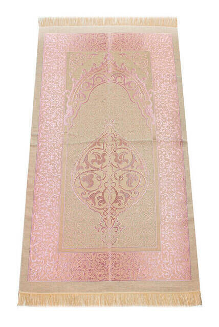 Luxurious Light Color Ottoman Taffeta Prayer Rug - 0210 - Pink Color - 1