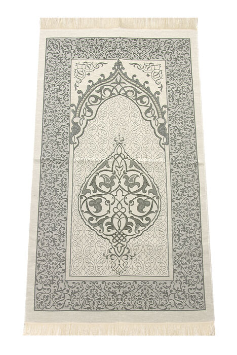 Luxurious Light Color Ottoman Taffeta Prayer Rug - 0210 Gray - 1