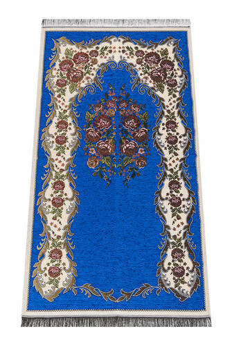 Luxury Gülce Chenille Prayer Rug Blue - 1