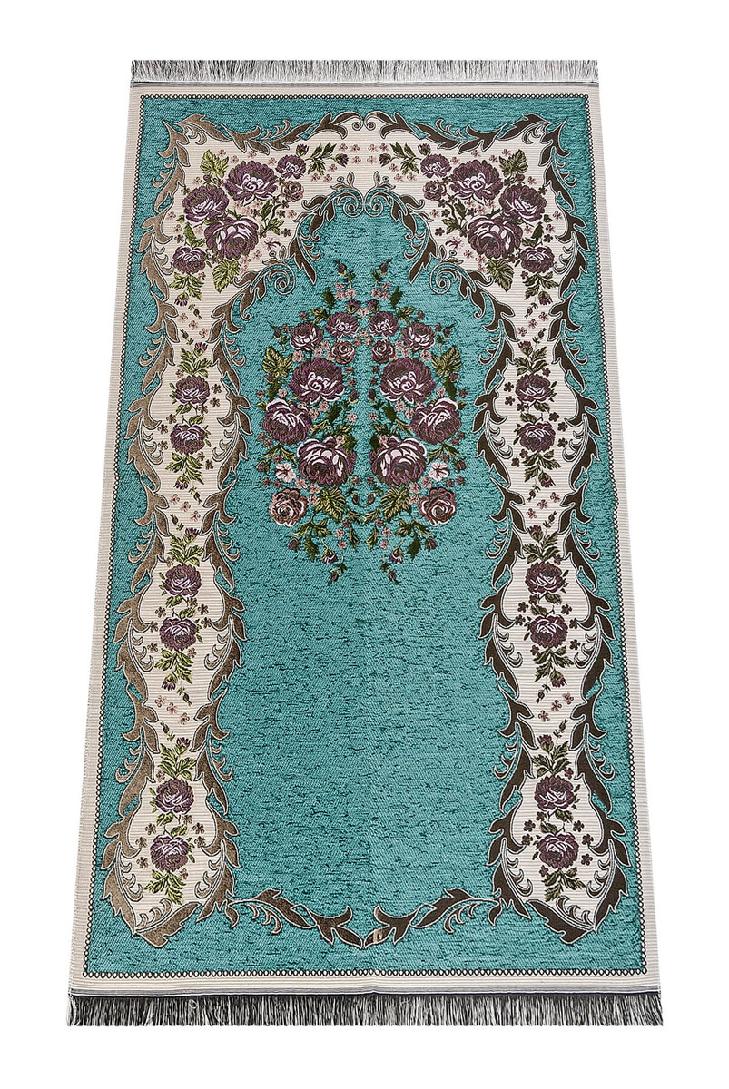 Luxury Gülce Chenille Prayer Rug Petrol - 1