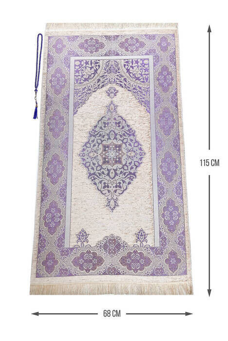 Luxury Light Color Ottoman Chenille Prayer Rug Rosary Gift Lilac - 1