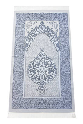 Luxury Light Color Ottoman Taffeta Prayer Rug Navy Blue - 1