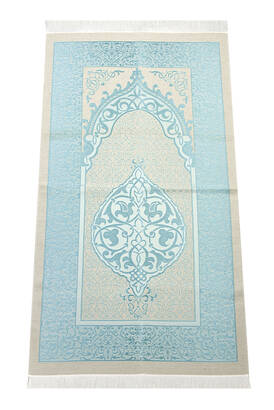 Luxury Light Color Ottoman Taffeta Prayer Rug Turquoise Color - 1