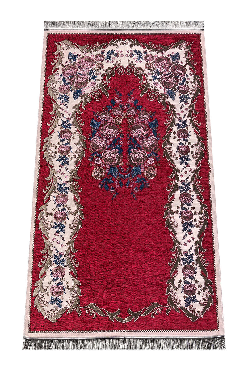 Luxury Rose Chenille Prayer Rug Red - 1