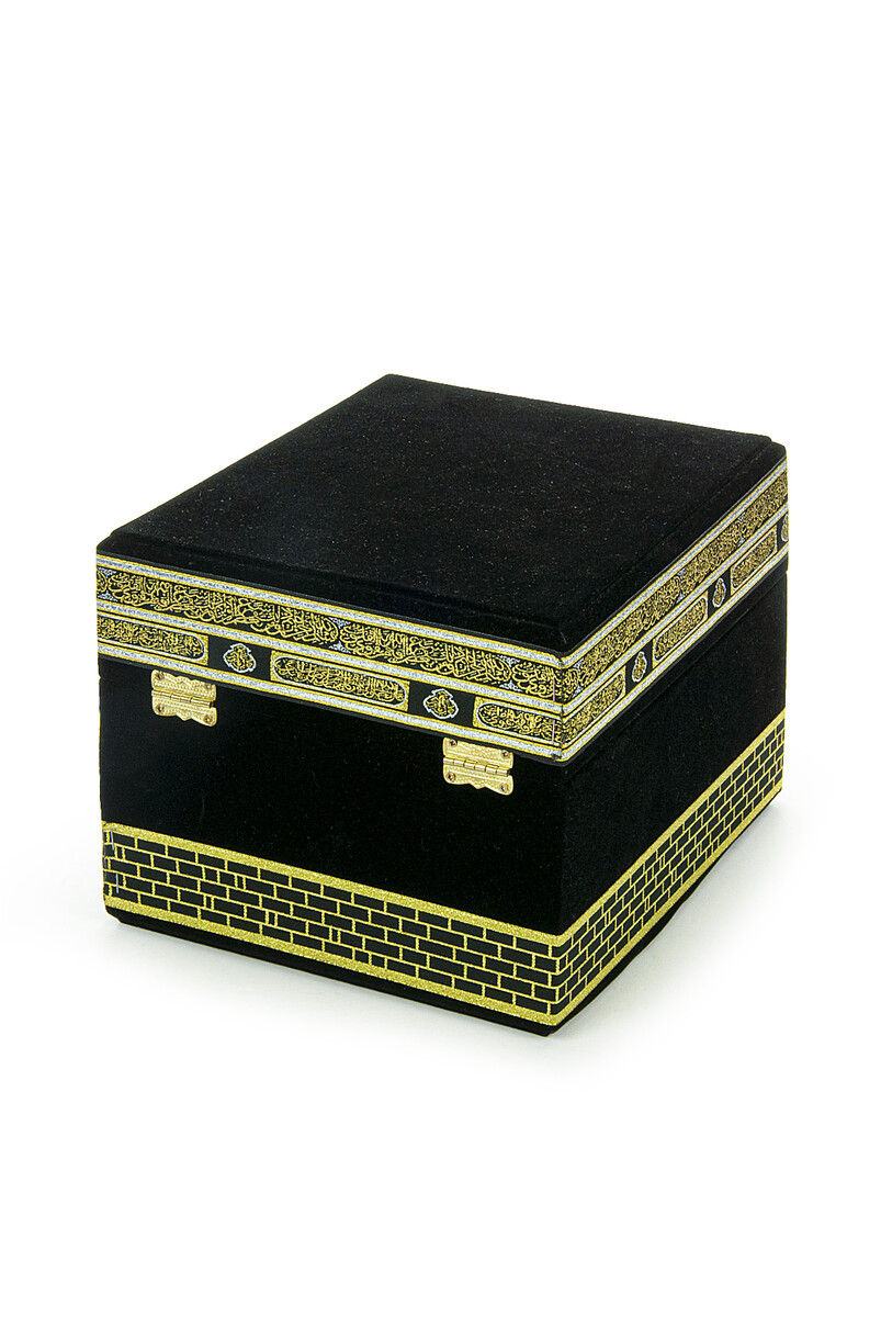 Luxury Velvet Covered Kaaba Boxed Scarf Rosary Dhikirmatik Koran Kerim and Prayer Rug Set - 3