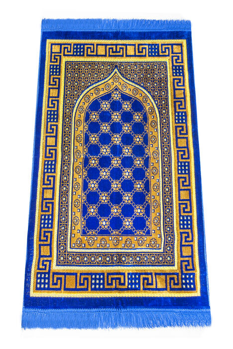 Luxury Velvet Shipinger Prayer Rug Rosary Gift Navy Blue - 1