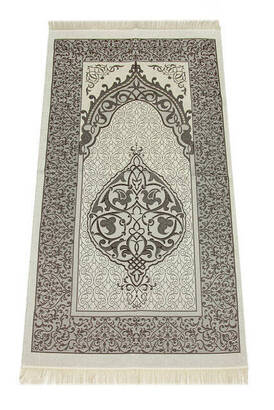 Luxury Light Color Ottoman Taffeta Prayer Rug - 0210 - Brown Color - 1