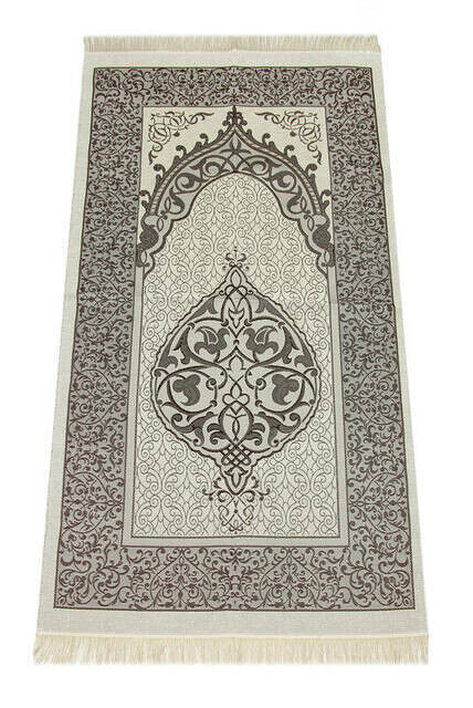 Luxury Light Color Ottoman Taffeta Prayer Rug - 0210 - Brown Color - 1