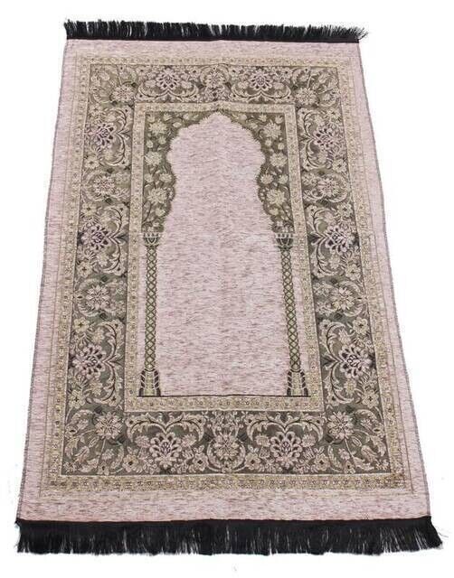 Luxury Mihrab Thick Chenille Prayer Rug - 0230 - Cream Color - 1