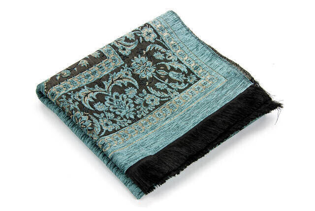 Luxury Mihrab Thick Chenille Prayer Rug Blue - 2