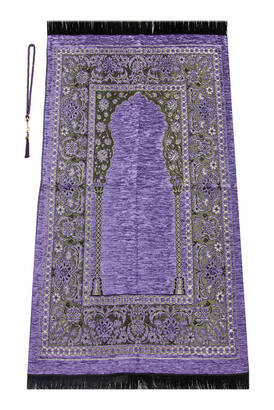 Luxury Mihrab Thick Chenille Prayer Rug Lila - 1