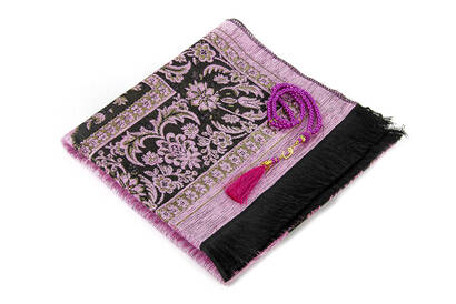 Luxury Mihrab Thick Chenille Prayer Rug Pink - 2