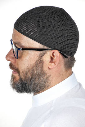 Luxury Steel Knitted Prayer Cap Black 1 Piece - 2