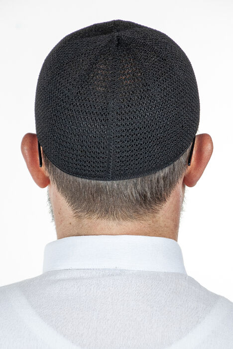 Luxury Steel Knitted Prayer Cap Black 1 Piece - 3