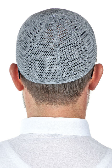 Luxury Steel Knitted Prayer Cap Gray 1 Piece - 3