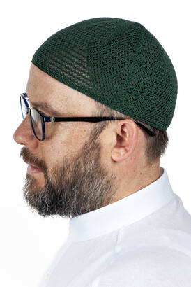 Luxury Steel Knitted Prayer Cap Green 1 Piece - 2