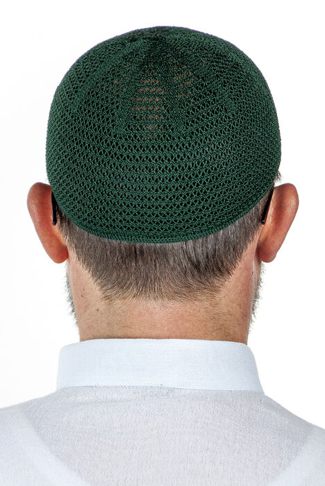 Luxury Steel Knitted Prayer Cap Green 1 Piece - 3