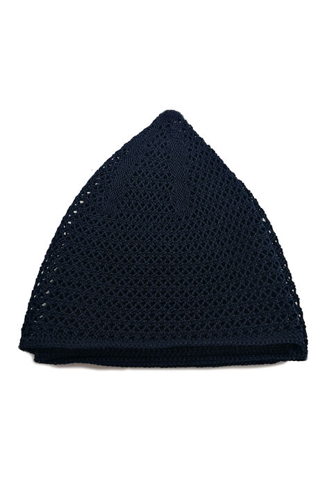 Luxury Steel Knitted Prayer Cap Navy Blue 1 Piece - 4