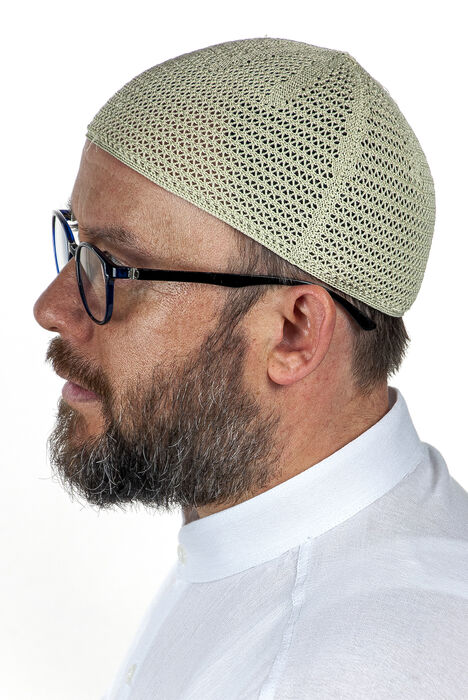 Luxury Steel Knitted Prayer Cap Pistachio 1 Piece - 2