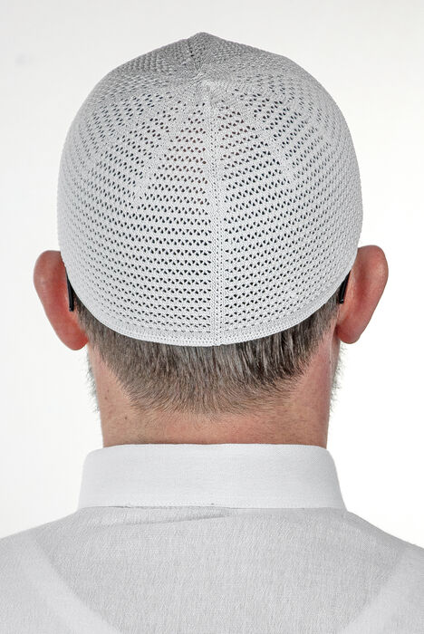 Luxury Steel Knitted Prayer Cap White 1 Piece - 3