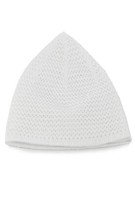 Luxury Steel Knitted Prayer Cap White 1 Piece - 4