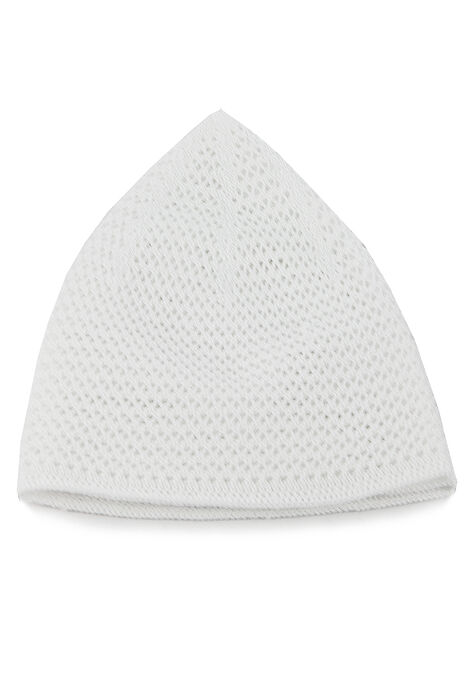 Luxury Steel Knitted Prayer Cap White 1 Piece - 4